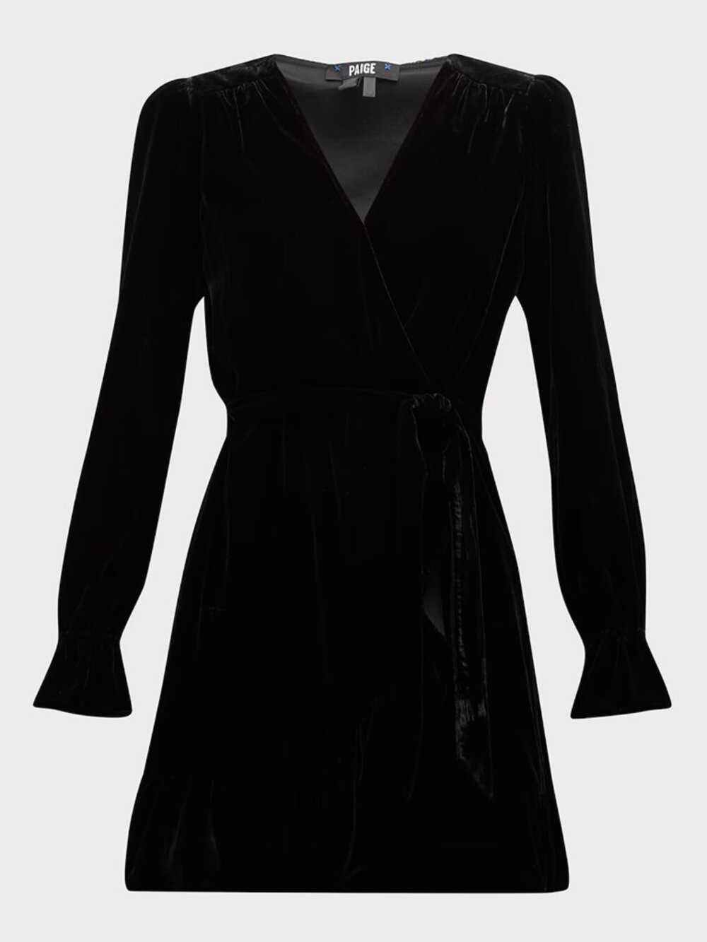 Paige Mini Dress Velvet Black Wrap Dress Long Sleeve